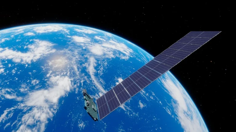 SpaceX Starlink Mobile spectrum deal illustrated by Starlink satellite above Earth